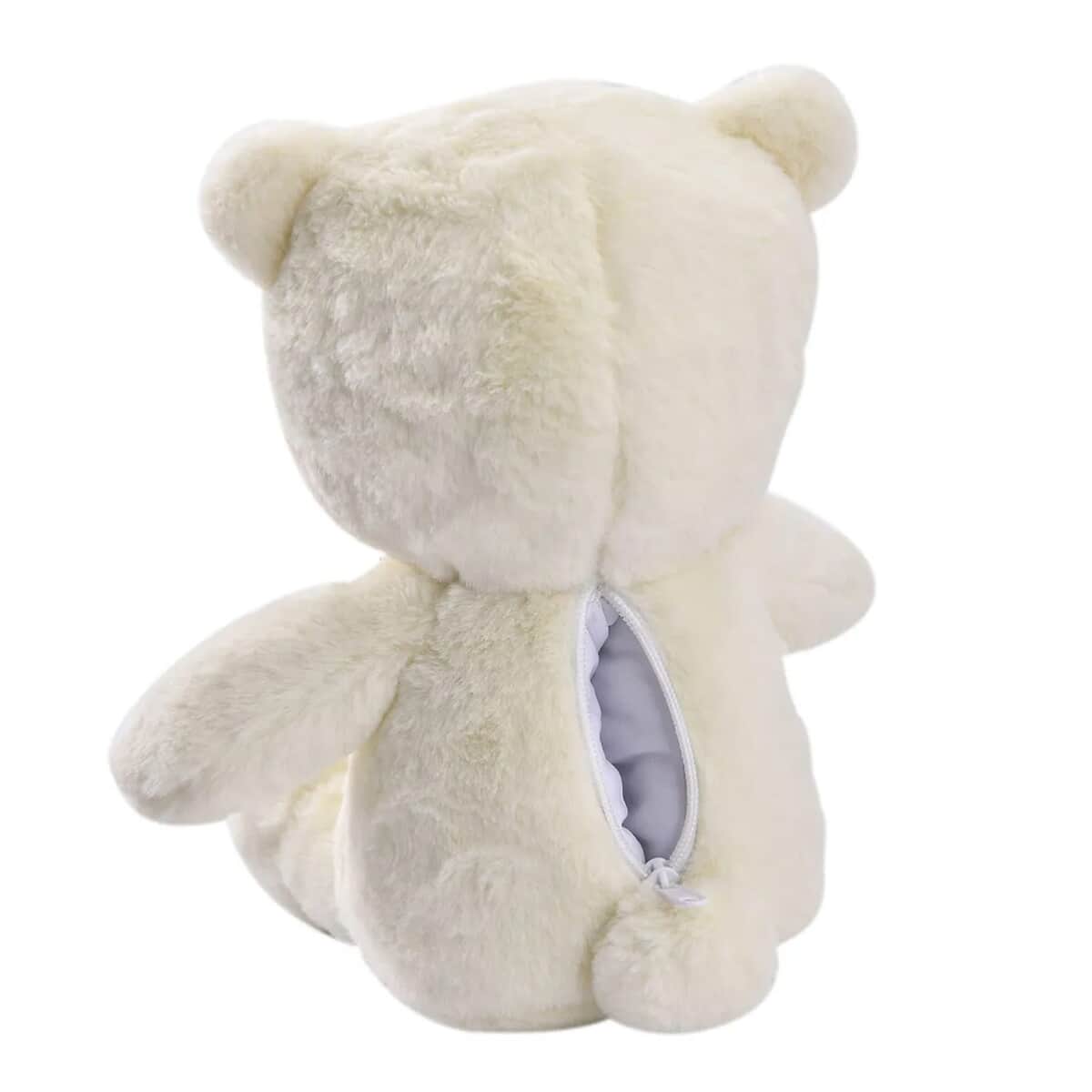 Off White Teddy Bear Toy with Zipper Bag (10 In) image number 6
