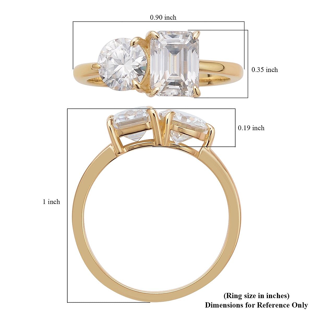 Luxoro Moissanite 2.60 ctw Ring in 10K Yellow Gold (Size 8.0) 2.60 Grams image number 5