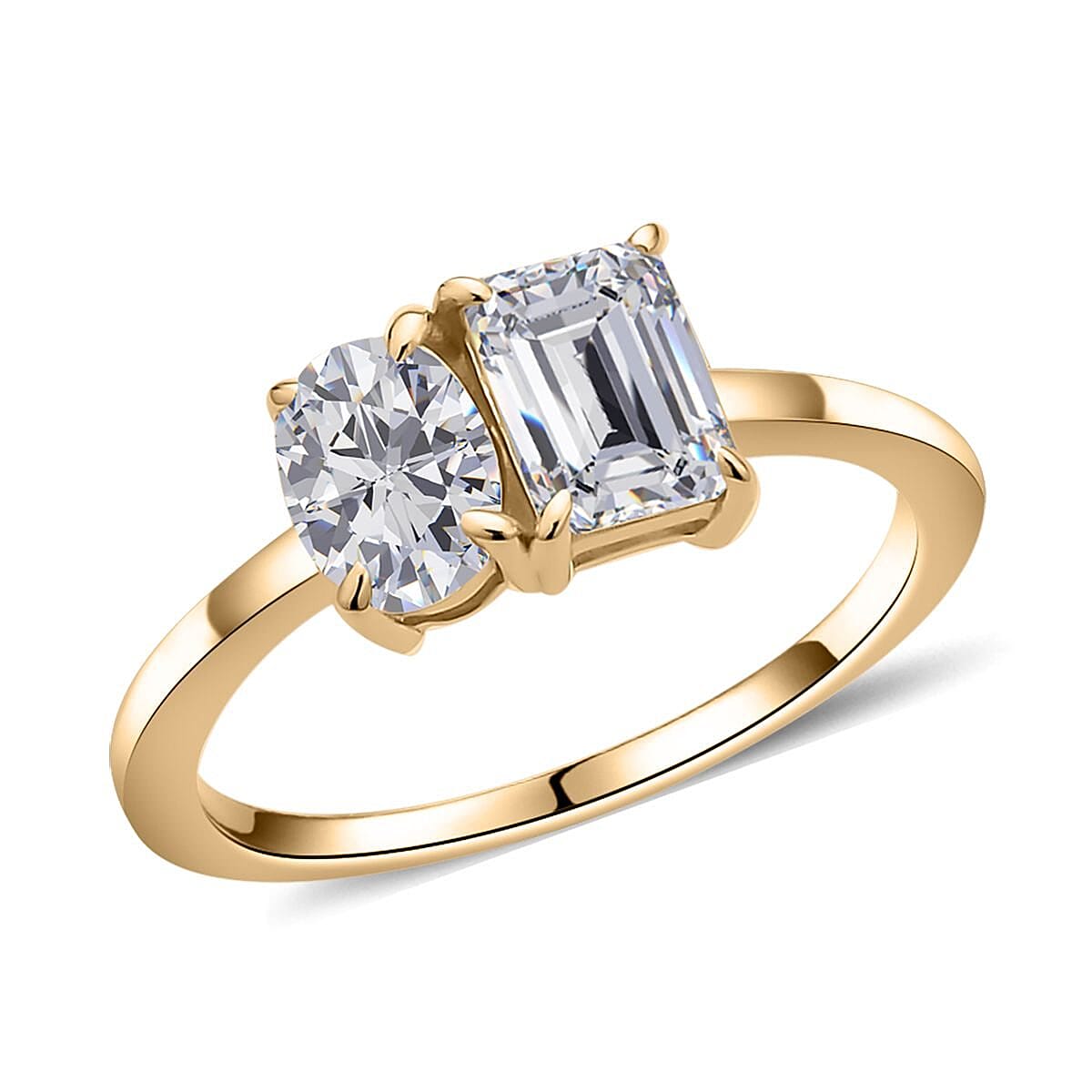 Luxoro 10K Yellow Gold Moissanite Ring (Size 8.0) 2.15 ctw image number 0