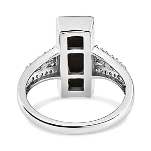 Ammolite and Multi Gemstone 2.82 ctw Ring in Platinum Over Sterling Silver (Size 10)
