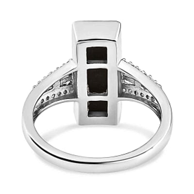 Ammolite and Multi Gemstone 2.82 ctw Ring in Platinum Over Sterling Silver (Size 10)