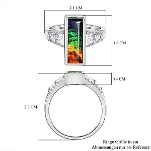 Ammolite and Multi Gemstone 2.82 ctw Ring in Platinum Over Sterling Silver (Size 10)