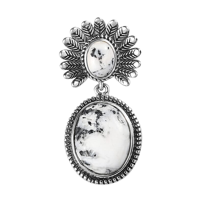 White Buffalo Pendant in Sterling Silver 10.50 ctw