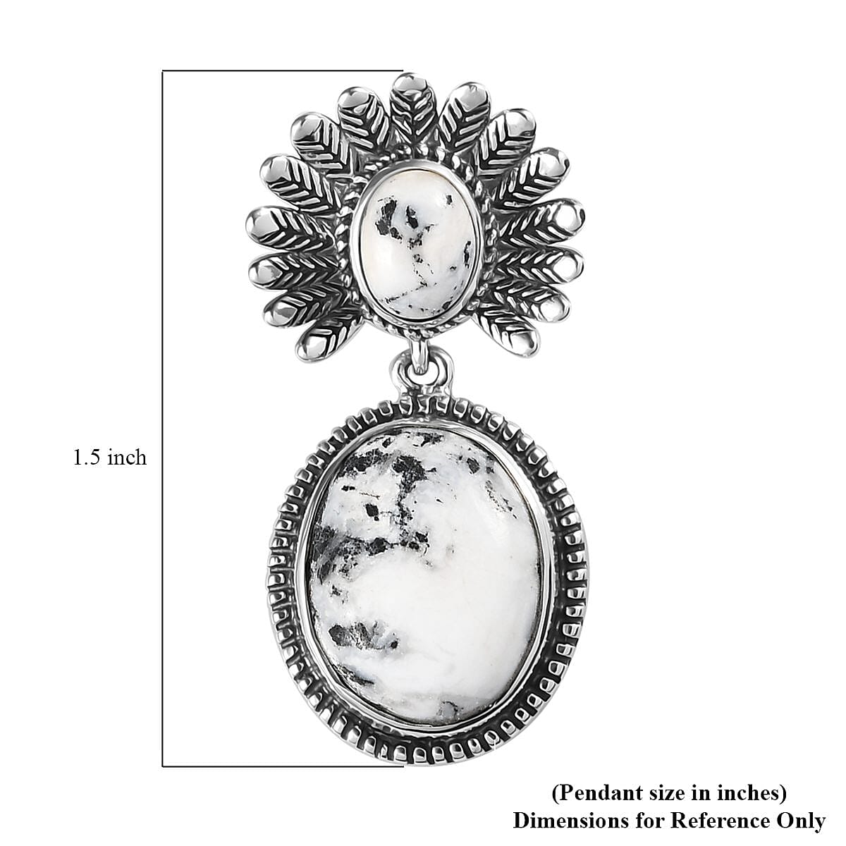 White Buffalo Pendant in Sterling Silver 10.50 ctw