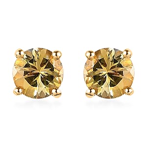 Golden Tanzanite Solitaire Stud Earrings in Vermeil Yellow Gold Over Sterling Silver 1.00 ctw