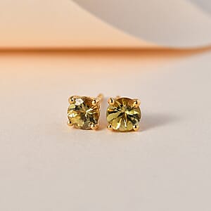 Golden Tanzanite Solitaire Stud Earrings in Vermeil Yellow Gold Over Sterling Silver 1.00 ctw