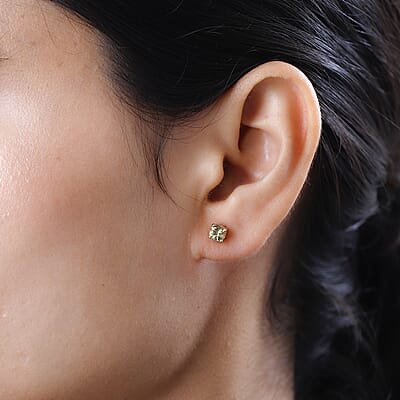 Golden Tanzanite Solitaire Stud Earrings in Vermeil Yellow Gold Over Sterling Silver 1.00 ctw
