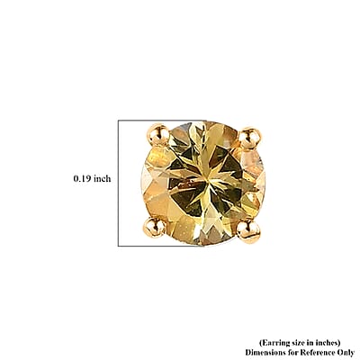 Golden Tanzanite Solitaire Stud Earrings in Vermeil Yellow Gold Over Sterling Silver 1.00 ctw