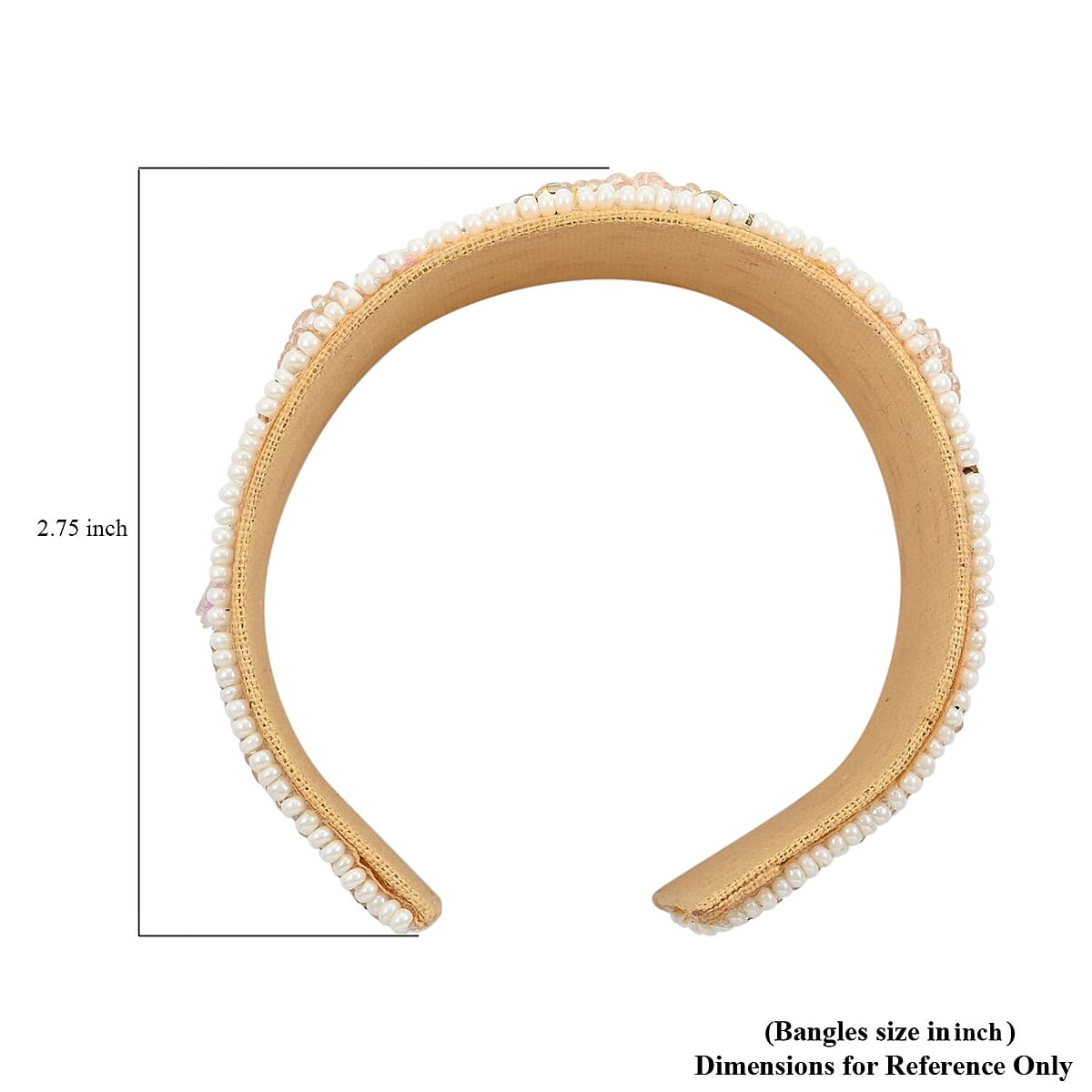 Multi Color Glass Seed Beaded Cuff Bracelet (7.0 In) and Dangle Earrings in Goldtone image number 3