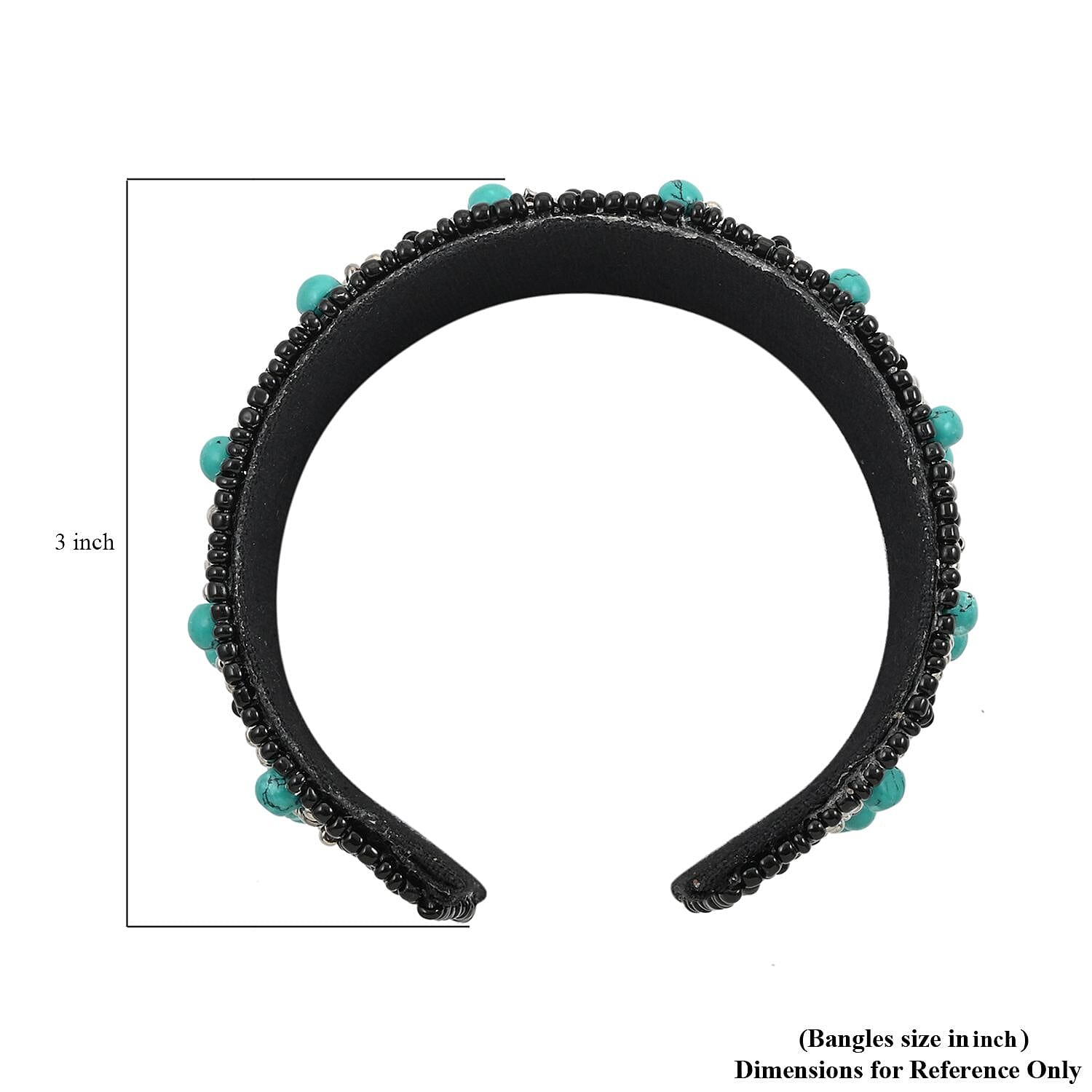 Turquoise Color Glass Seed Beaded Cuff Bracelet