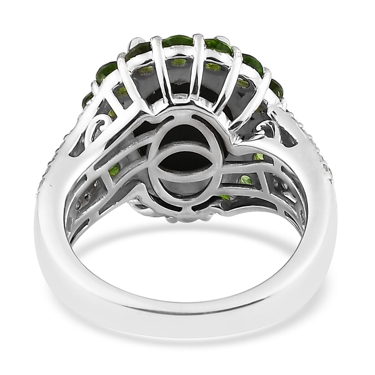 Premium Canadian Ammolite and Multi Gemstone Halo Ring in Platinum Over Sterling Silver (Size 8.0) 5.15 ctw image number 4