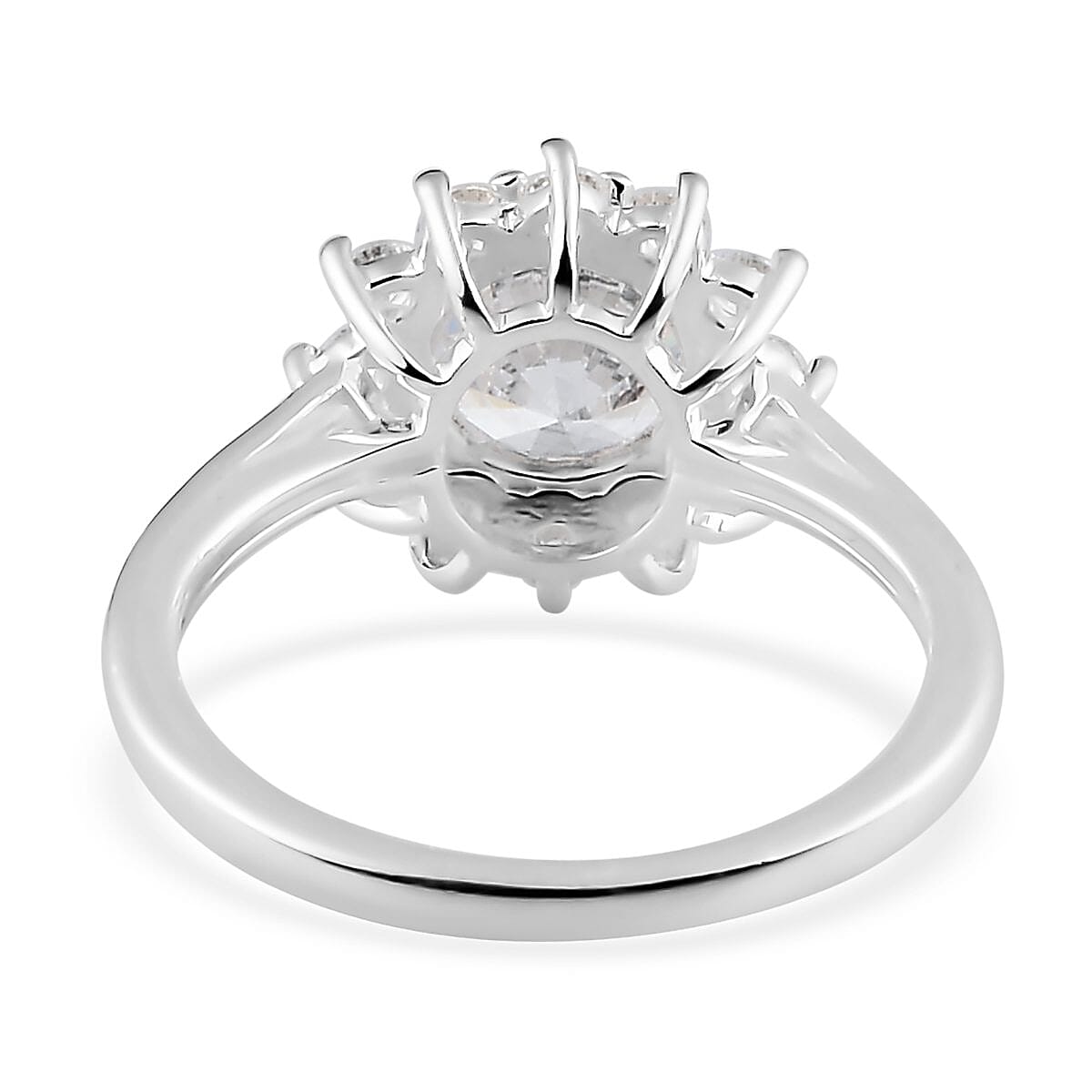 LUSTRO STELLA Made with Finest CZ Sunburst Ring in Sterling Silver 3.00 ctw image number 4