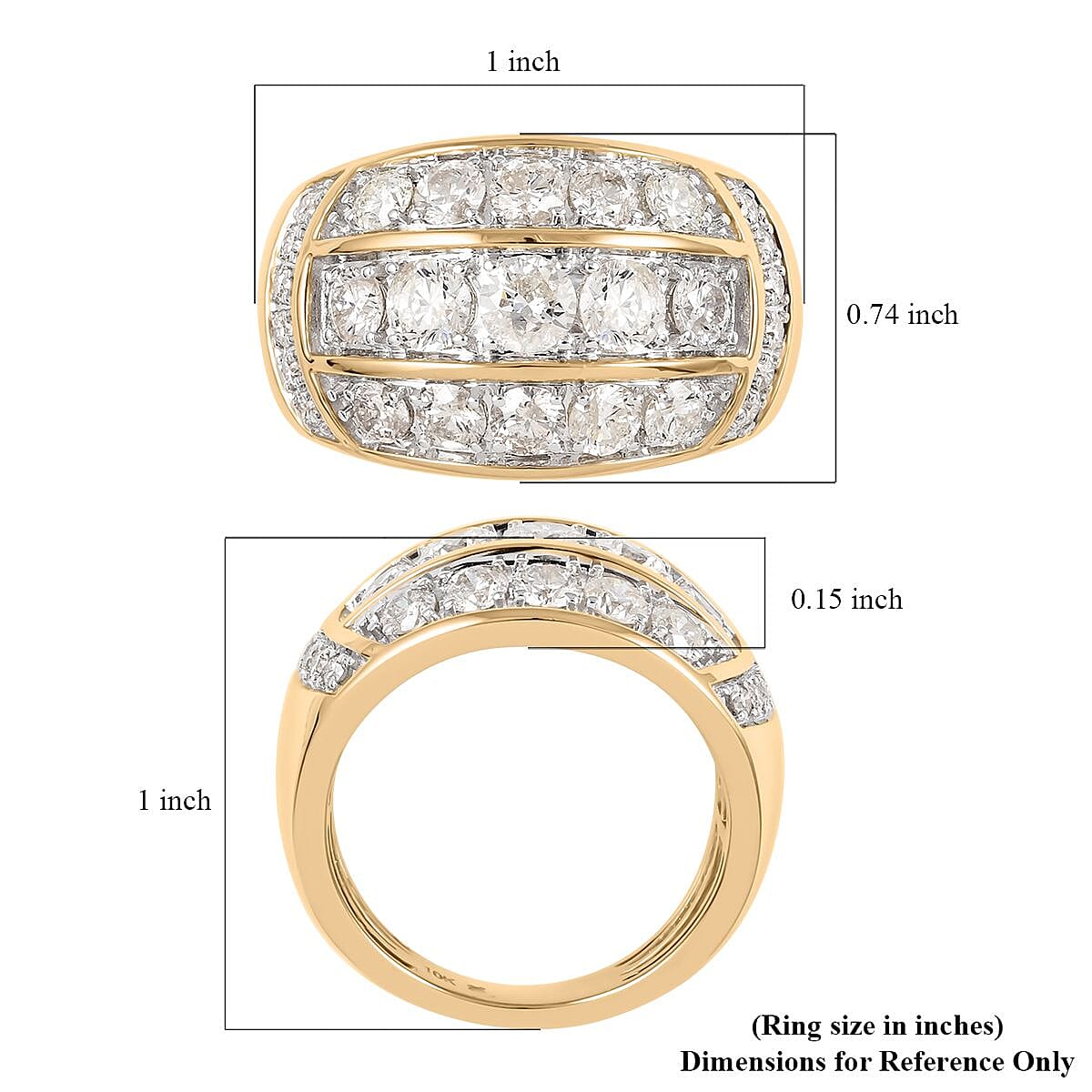 10K Yellow Gold Diamond Men's Ring (Size 10.0) 8.90 Grams 3.00 ctw image number 5