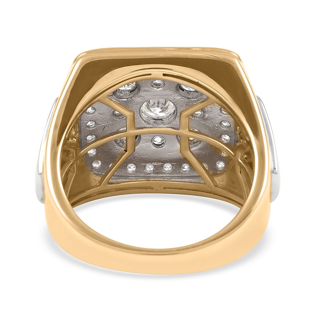 10K Yellow and White Gold Diamond Men's Ring (Size 10.0) 13.2 Grams 1.50 ctw image number 4