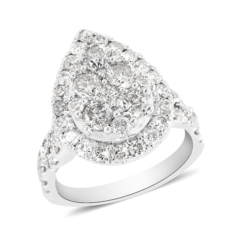 14K White Gold Diamond Cocktail Ring (Size 10.0) 7.4 Grams 2.25 ctw