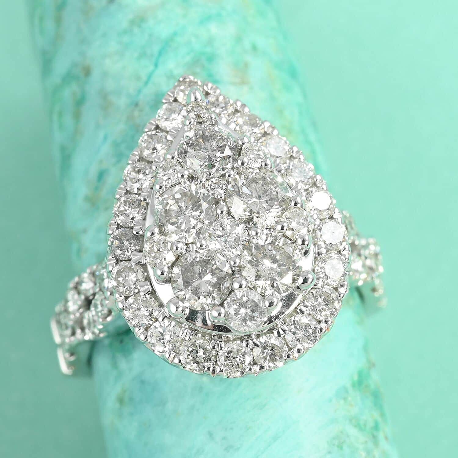 14K White Gold Diamond Cocktail Ring (Size 10.0) 7.4 Grams 2.25 ctw