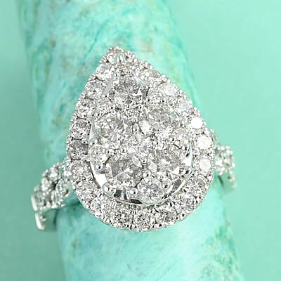 14K White Gold Diamond Cocktail Ring (Size 10.0) 7.4 Grams 2.25 ctw
