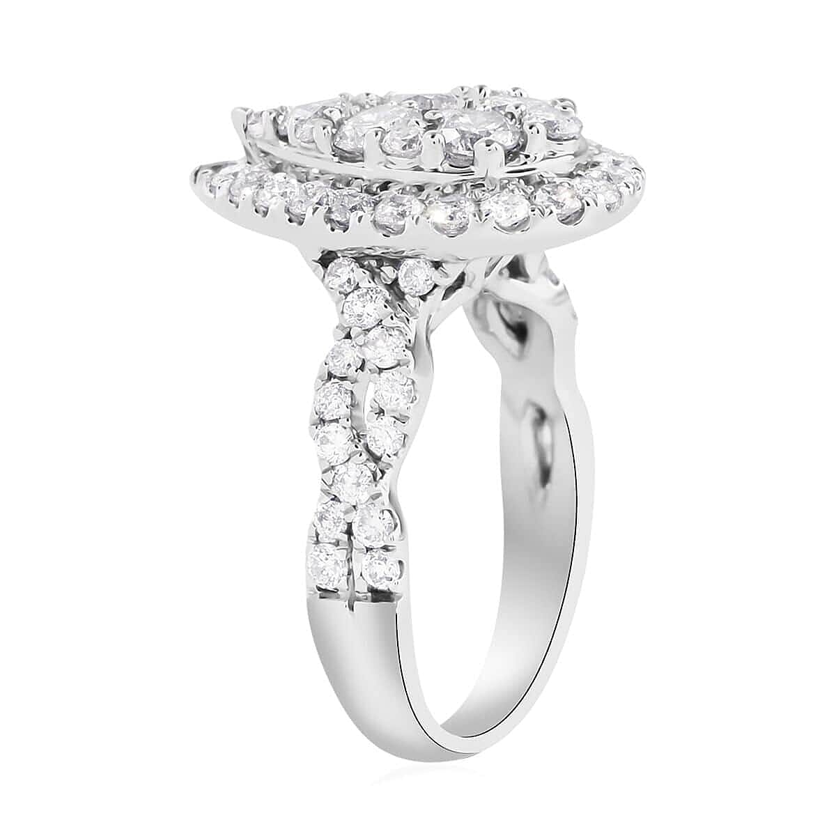 14K White Gold Diamond Cocktail Ring (Size 10.0) 7.4 Grams 2.25 ctw