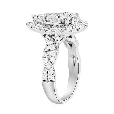 14K White Gold Diamond Cocktail Ring (Size 10.0) 7.4 Grams 2.25 ctw