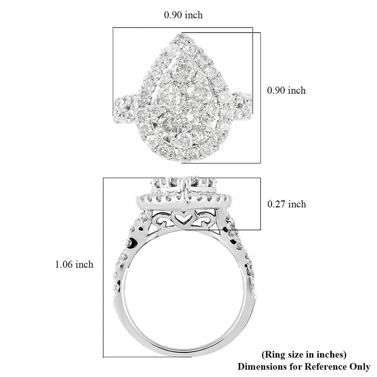 14K White Gold Diamond Cocktail Ring (Size 10.0) 7.4 Grams 2.25 ctw