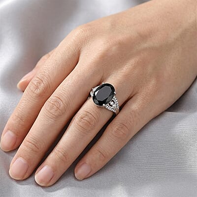 Elite Shungite and White Zircon 3.90 ctw Ring in Platinum Over Sterling Silver (Size 10.0)