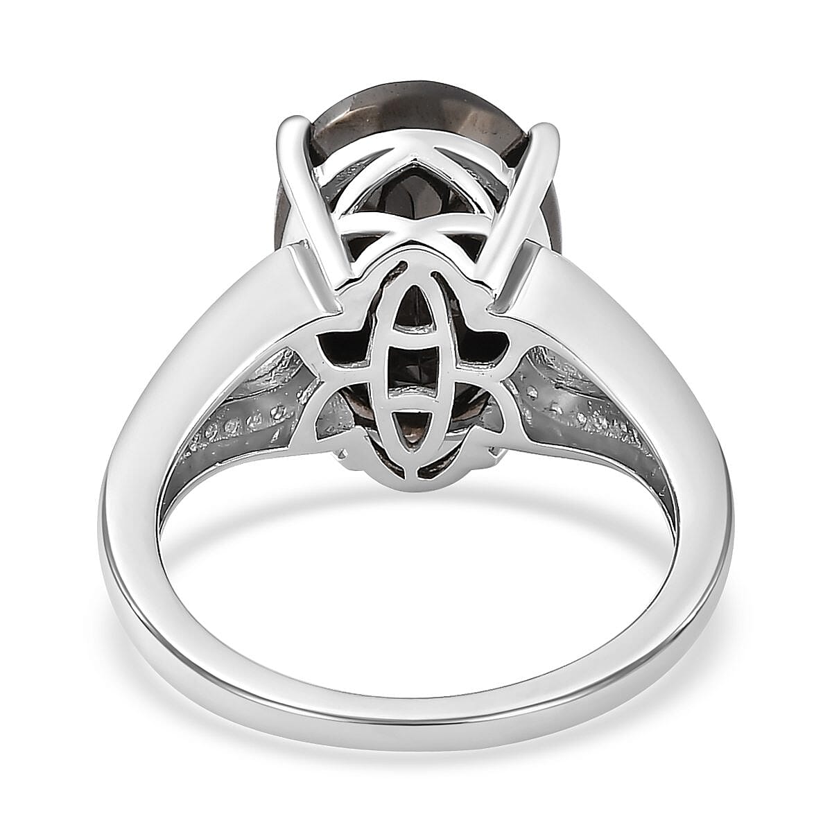 Elite Shungite and White Zircon 3.90 ctw Ring in Platinum Over Sterling Silver (Size 10.0)