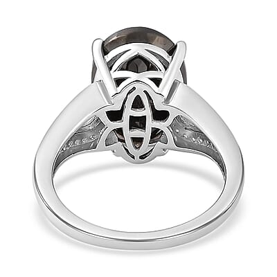 Elite Shungite and White Zircon 3.90 ctw Ring in Platinum Over Sterling Silver (Size 10.0)