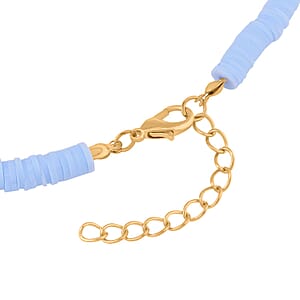 Simulated Orange and Blue Resin Beaded Necklace 20 Inches in Goldtone