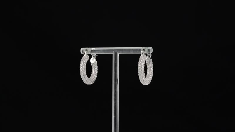 Simulated Diamond Hoop Earrings in Silvertone 3.00 ctw