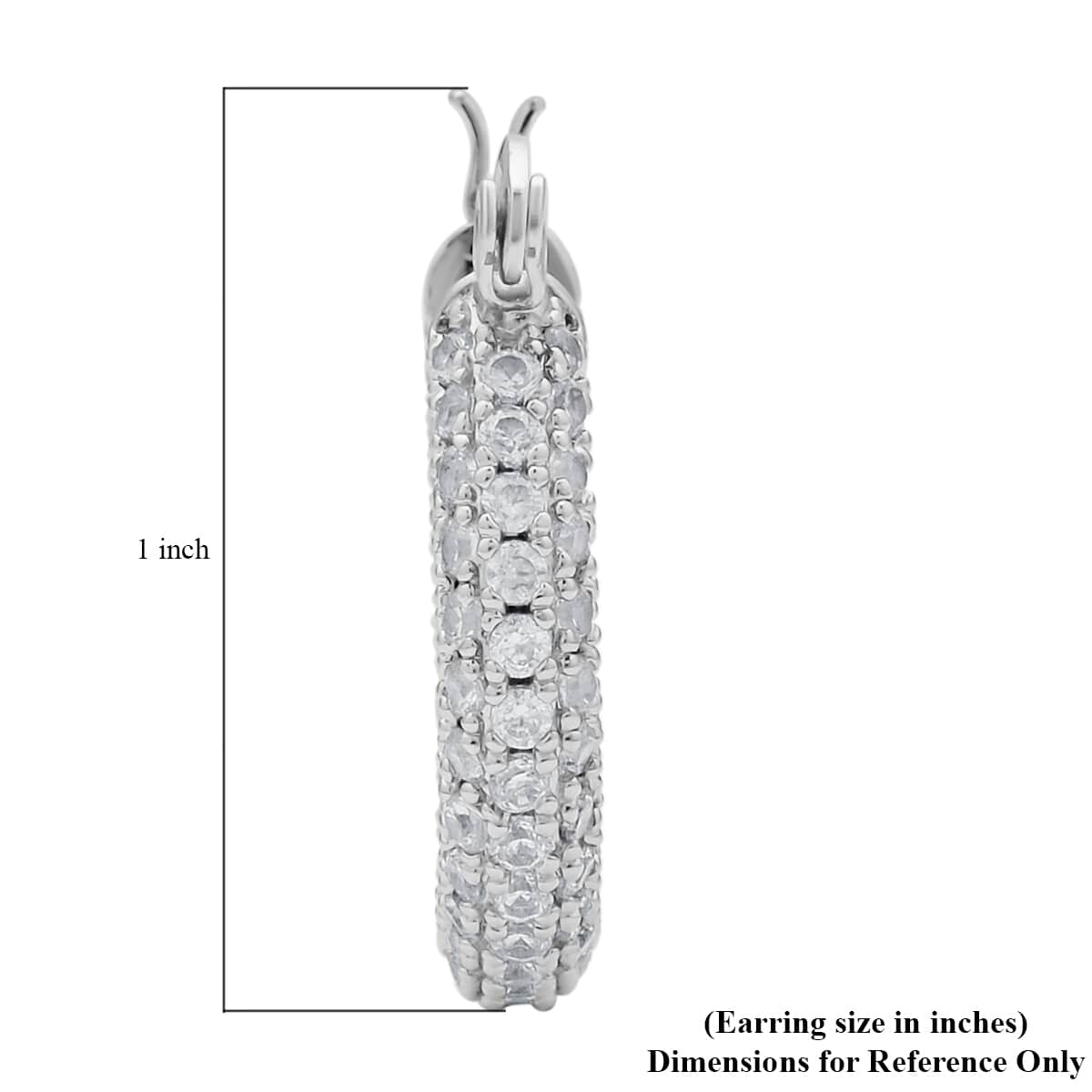 Simulated Diamond Hoop Earrings in Silvertone 3.00 ctw image number 4