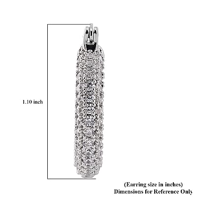 Simulated Diamond 3.00 ctw Hoop Earrings in Silvertone
