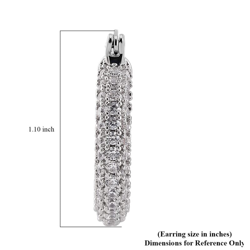Simulated Diamond 3.00 ctw Hoop Earrings in Silvertone