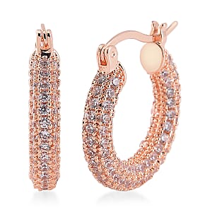 Simulated Diamond 3.00 ctw Hoop Earrings in Rosetone 