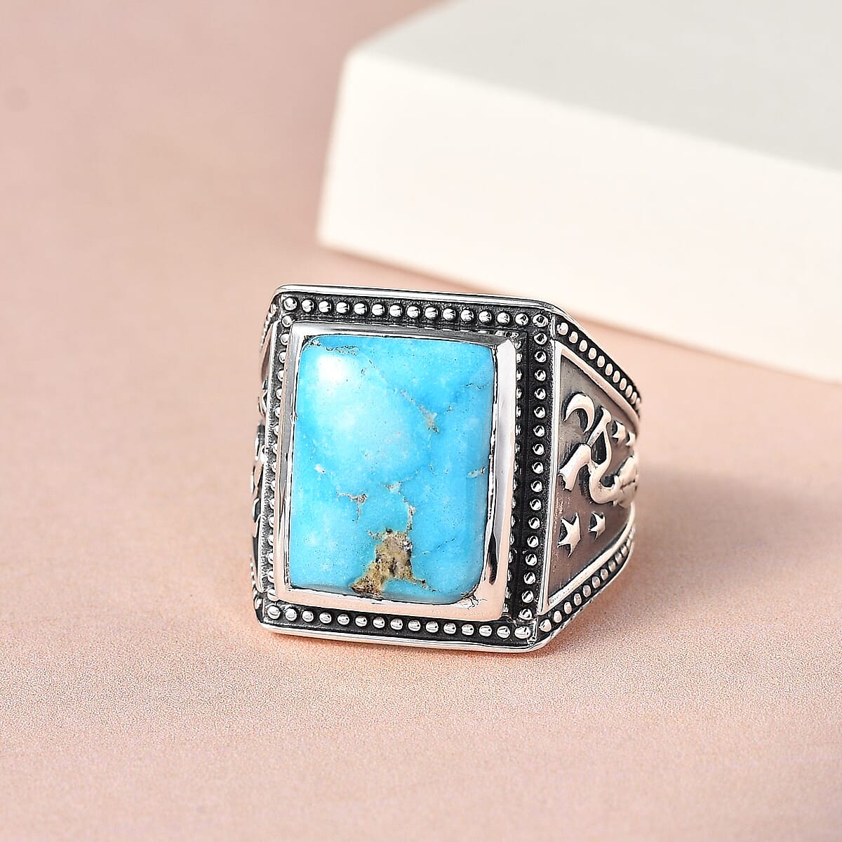 Artisan Crafted South Hill Turquoise Kokopelli Men's Ring in Sterling Silver 10.25 Grams 11.85 ctw image number 1