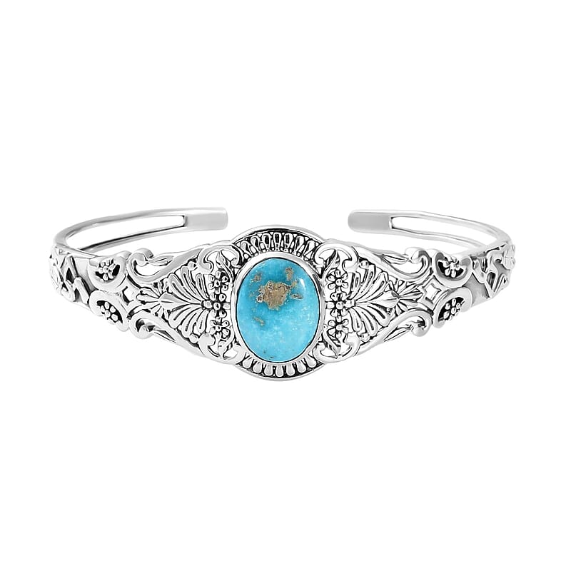 Artisan Crafted South Hill Turquoise 8.90 ctw Cuff Bracelet in Sterling Silver (7.25 In)