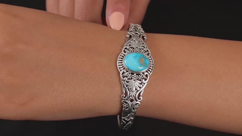 Artisan Crafted South Hill Turquoise 8.90 ctw Cuff Bracelet in Sterling Silver (7.25 In)
