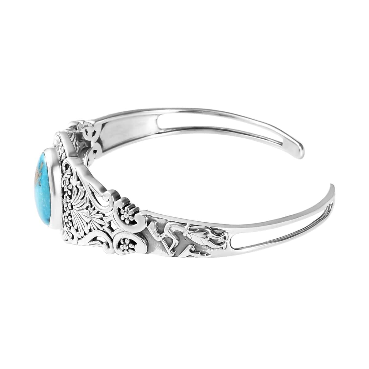 Artisan Crafted South Hill Turquoise 8.90 ctw Cuff Bracelet in Sterling Silver (7.25 In) image number 3