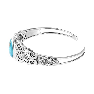 Artisan Crafted South Hill Turquoise 8.90 ctw Cuff Bracelet in Sterling Silver (7.25 In)