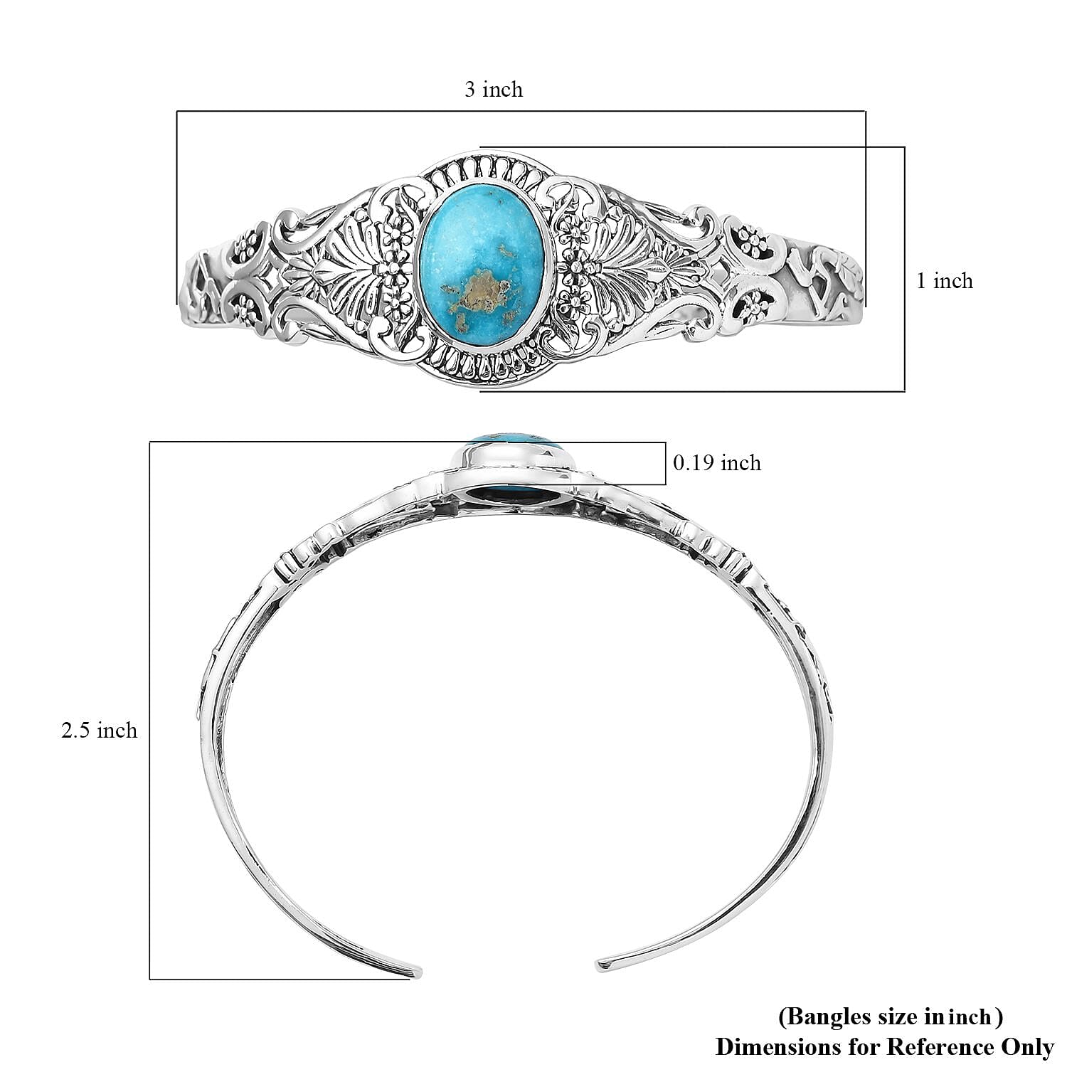 Artisan Crafted South Hill Turquoise 8.90 ctw Cuff Bracelet in Sterling Silver (7.25 In)