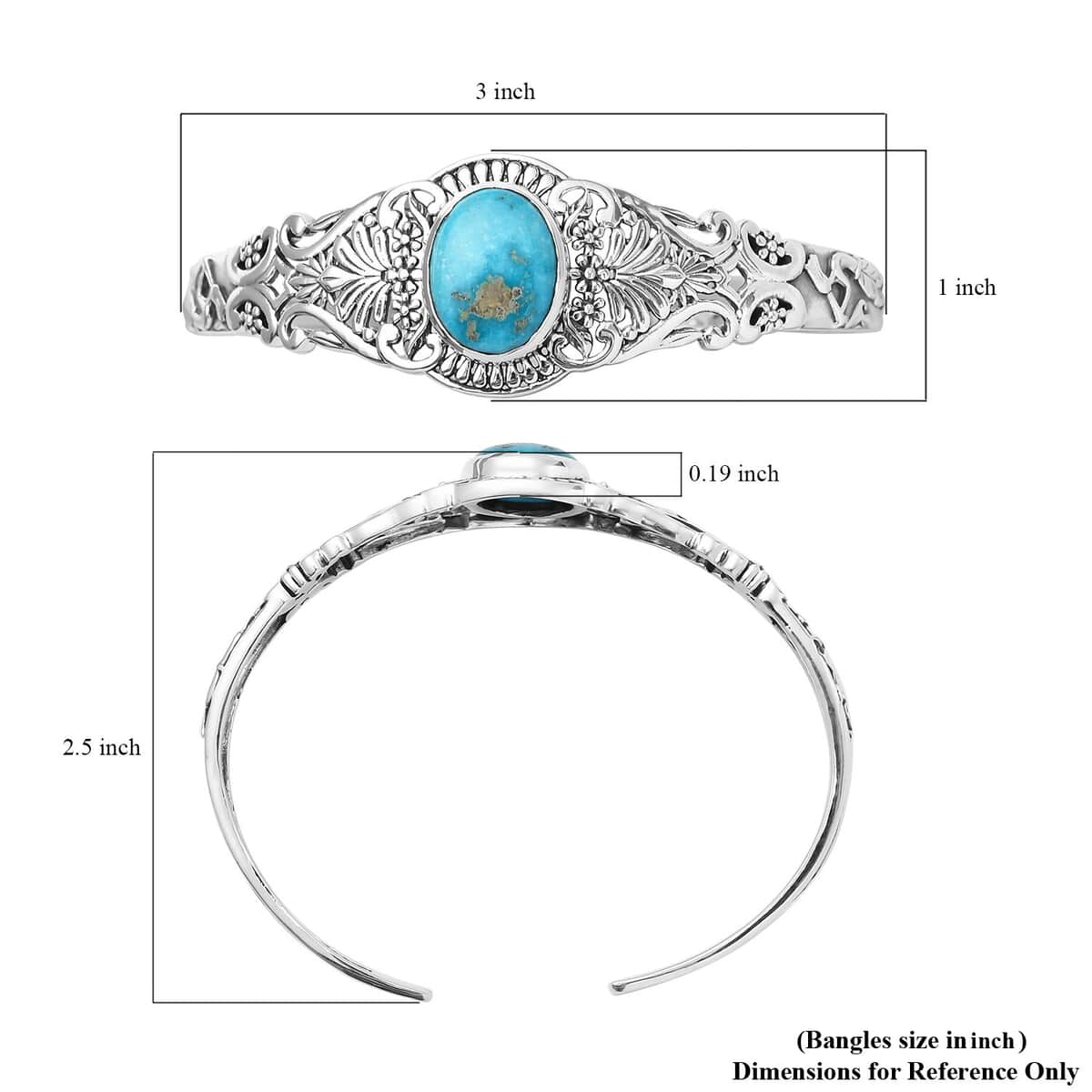 Artisan Crafted South Hill Turquoise 8.90 ctw Cuff Bracelet in Sterling Silver (7.25 In) image number 5