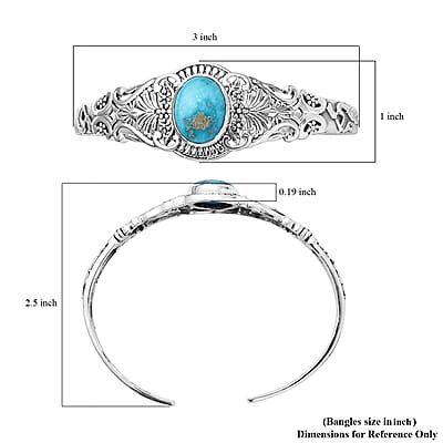 Artisan Crafted South Hill Turquoise 8.90 ctw Cuff Bracelet in Sterling Silver (7.25 In)