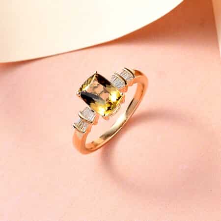 LUXORO 10K Yellow Gold Premium Natural Golden Tanzanite and Diamond Ring 2.60 Grams 1.75 ctw image number 1