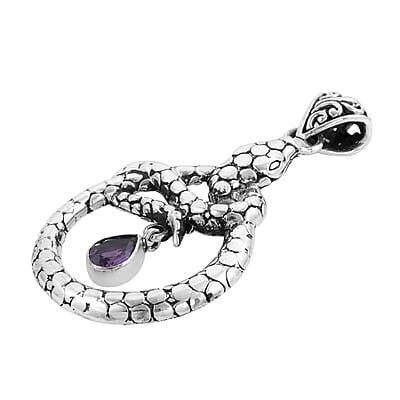 Bali Legacy Amethyst Snake Pendant in Sterling Silver 0.75 ctw