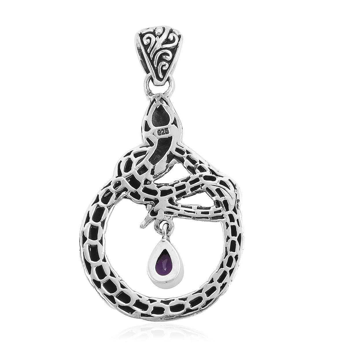 Bali Legacy Amethyst Snake Pendant in Sterling Silver 0.75 ctw image number 3