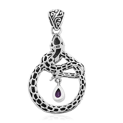 Bali Legacy Amethyst Snake Pendant in Sterling Silver 0.75 ctw