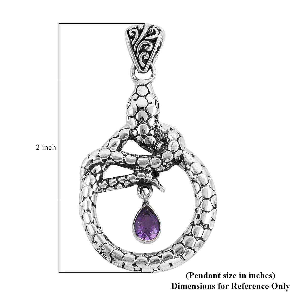 Bali Legacy Amethyst Snake Pendant in Sterling Silver 0.75 ctw image number 4