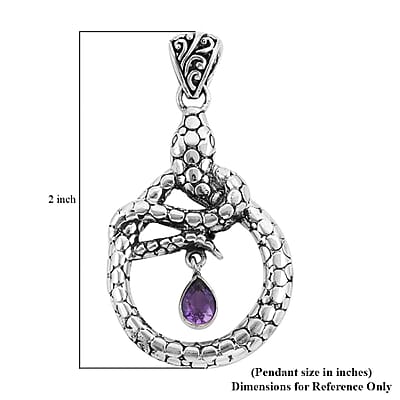Bali Legacy Amethyst Snake Pendant in Sterling Silver 0.75 ctw