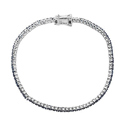 Blue Diamond Tennis Bracelet in Platinum Over Sterling Silver (7.25 In) 3.00 ctw