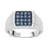 Blue Diamond Men's Ring in Rhodium & Platinum Over Sterling Silver (Size 10.0) 8.35 Grams 1.00 ctw image number 0