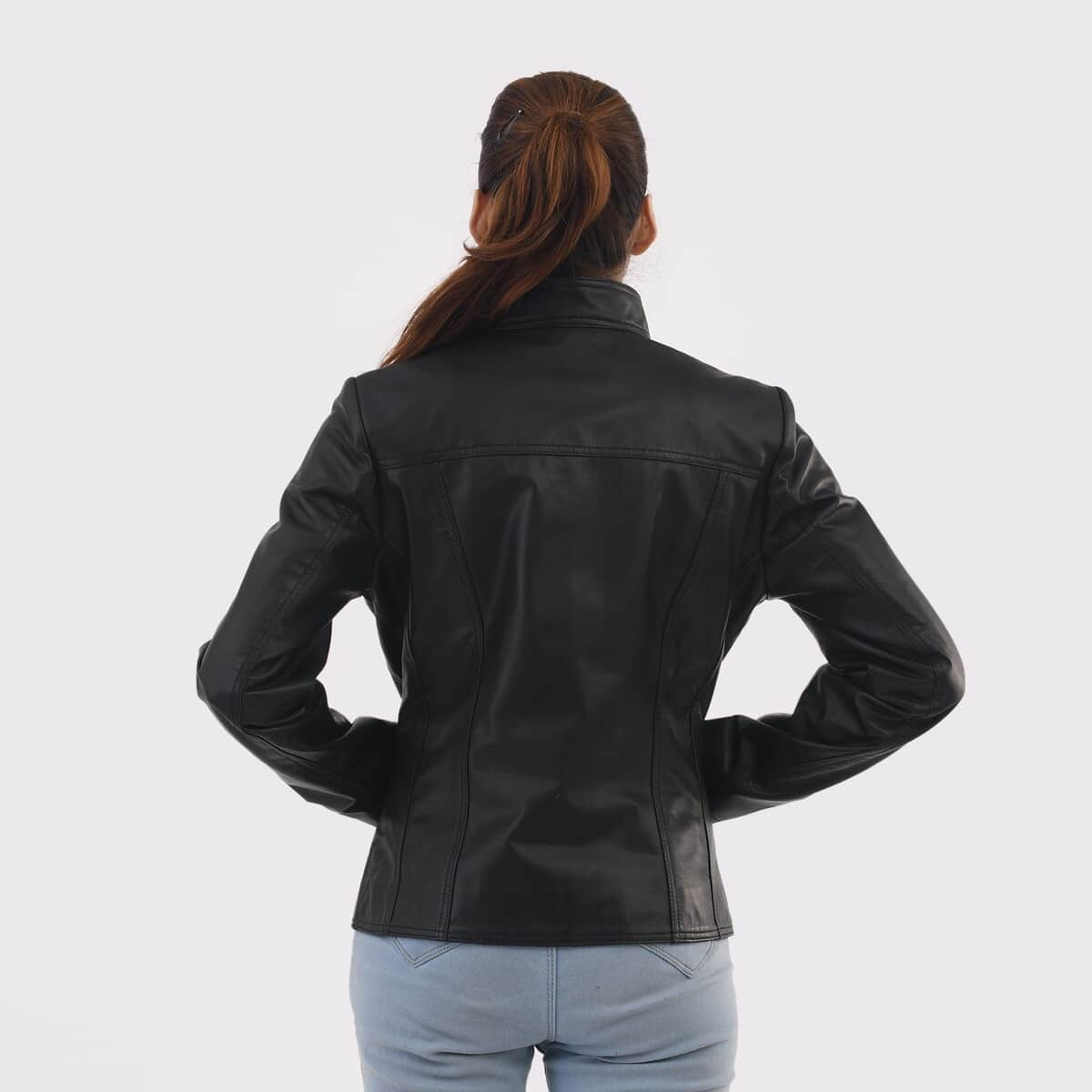 Black Genuine Leather Jacket - M image number 1